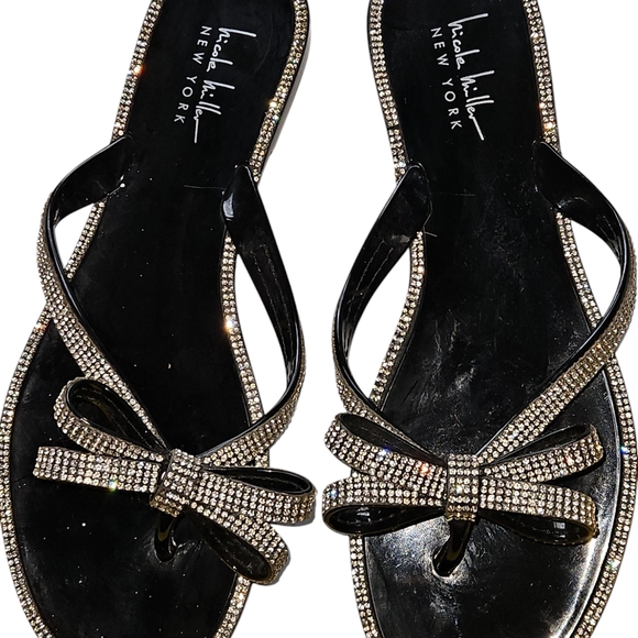 Nicole Miller Shoes - Nicole Miller Black Glamorous Sandals with Rhinestones 9